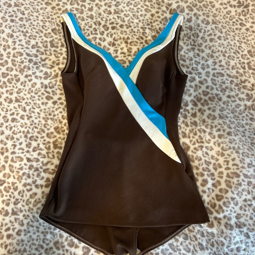 Sears Brown One Piece Bodysuit with Blue and white Stripes